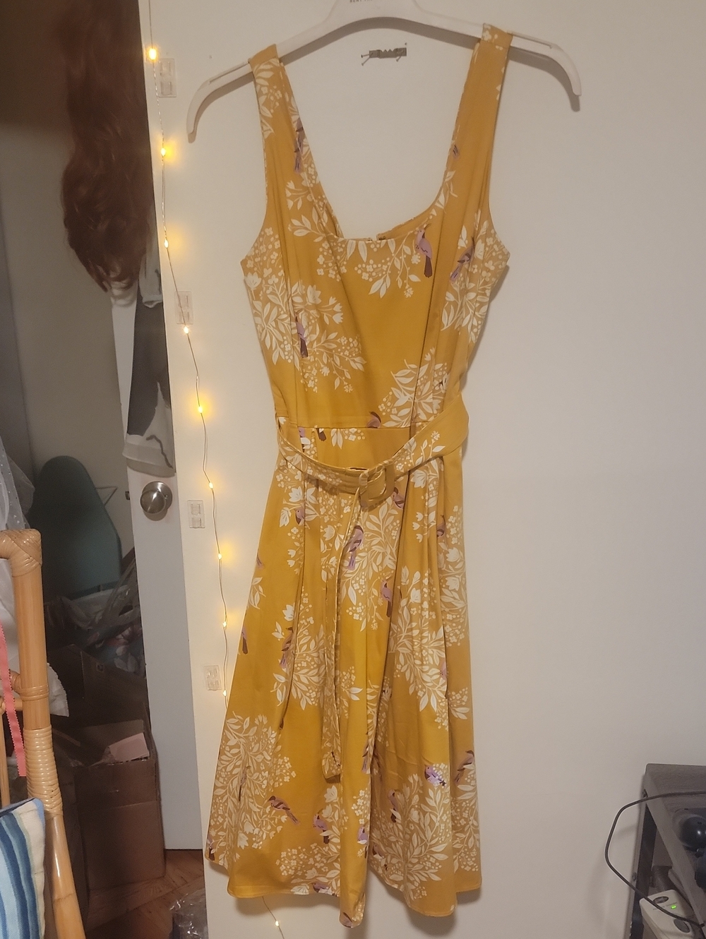 BODEN Mustard Yellow Floral Belted Dress